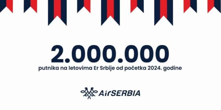 Er Srbija prevezla dva miliona putnika od početka 2024. godine
