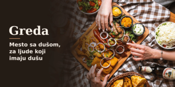 Restoran Greda — gurmanska plata sa mesom i prilozima, uz naslov „Mesto sa dušom, za ljude koji imaju dušu“.